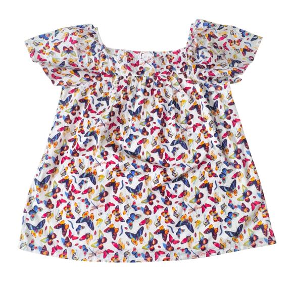 GAP Girl Size Medium Butterfly Square Neck Short Flutter Raglan Sleeves Colorful - Picture 1 of 8